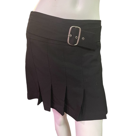SUZY SHIER BLACK BOX PLEATED BUCKLE WAIST SKIRT SIZE 9/10 - Picture 4 of 9